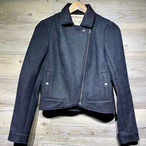 Cartonnier Anthropologie Moto Zip Jacket Wool Blend Women’s 2 Gray Y2K Biker